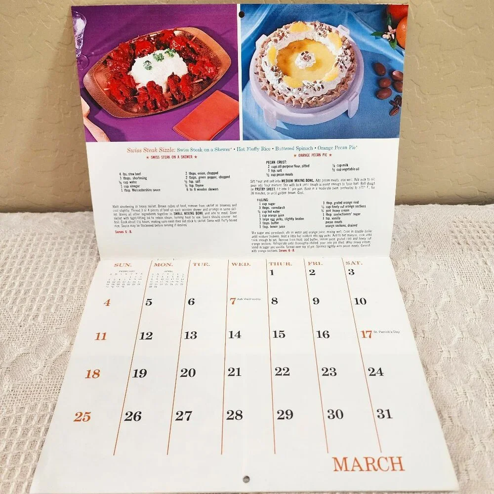 1973 MCM Vintage Unused Tupperware Calendar + Mailing Envelope and Letter NOS